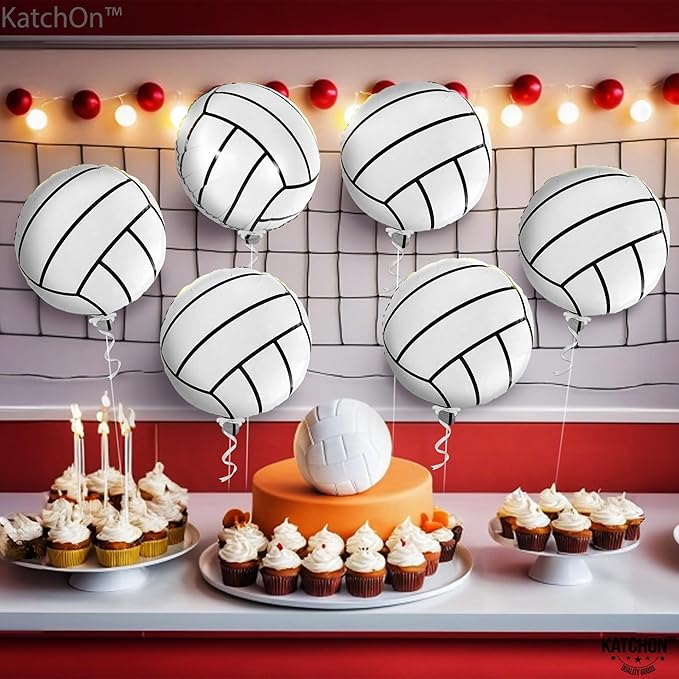 KatchOn, Volleyball Balloons for Volleyball Party Decorations - 18 Inch, Pack of 6 | Volleyball Sports Balloons, Senior Night Decorations | Volleyball Mylar, Birthday Decorations