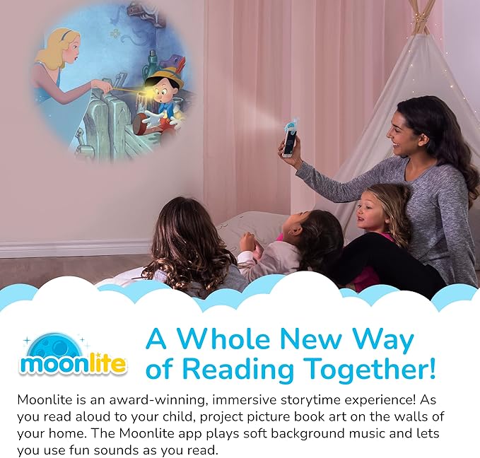 Moonlite Storytime - Disney's Pinocchio Storytime Disc - A Magical Way to Read Together - Projector Sold Separately - Digital Story w/ Sound FX - Learning Gifts for Kids Ages 1 Year & Up