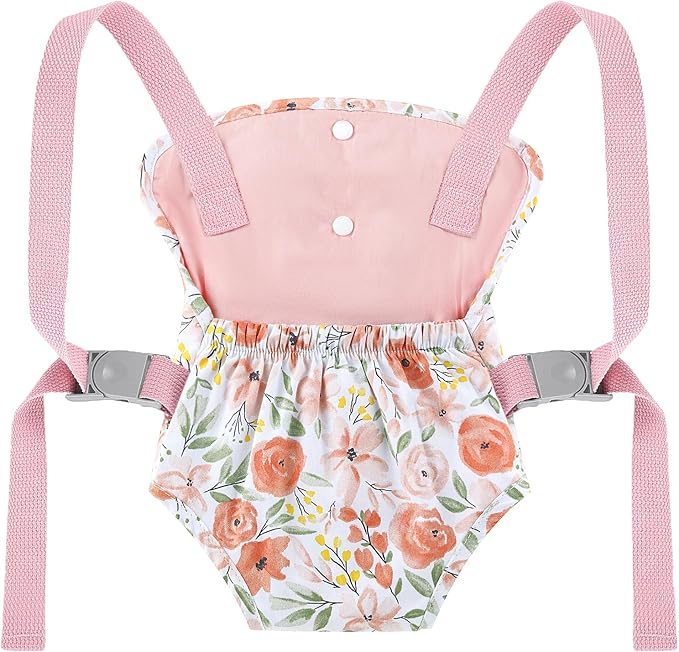GAGAKU Baby Doll Carrier for Little Girls, Doll Accessories for Toddlers 1-3, Kids Toy Baby Dolls Sling Carrier - Rose