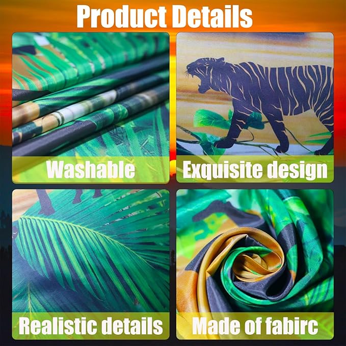 Jungle Animals Birthday Party Decorations Safari Porch Banner Backdrop Safari Party Supplies Door Decoration Banner Photo Booth Backdrop Hanging for Zoo Animals Birthday Photo Booth Props