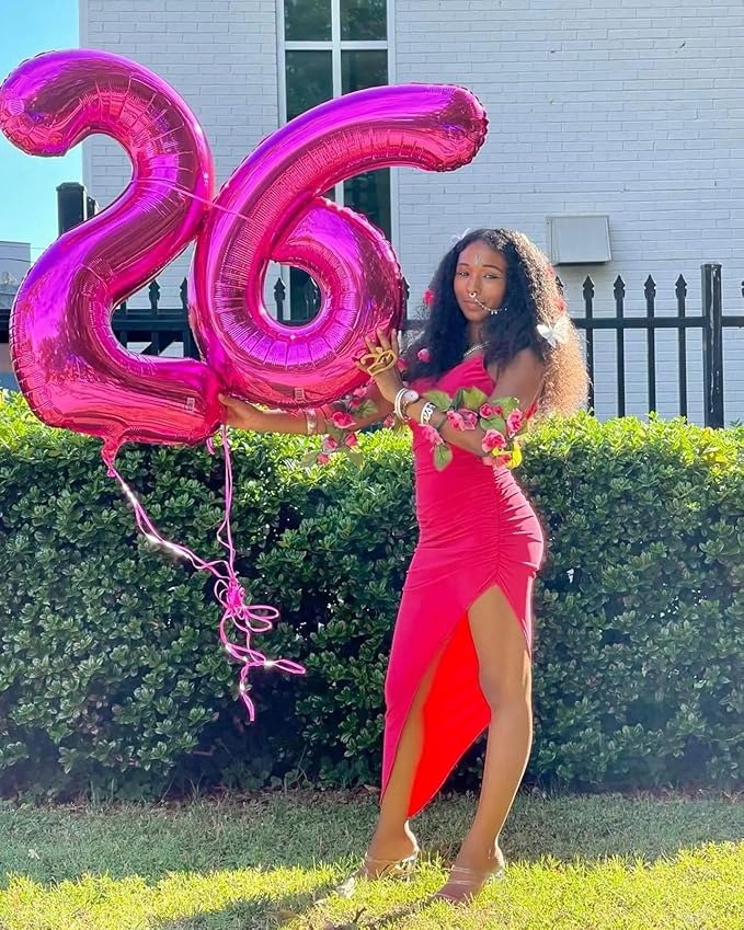 Hot Pink 6 Balloon, Number Balloons 40 Inch, 6th Balloons for Birthday Decorations, Hot Pink Party Supplies 6 Birthday Balloon, Number 6 Balloon