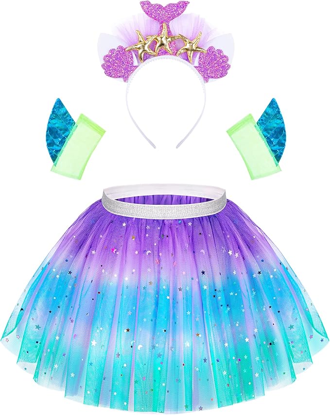 Little Girls Dress Up Costume Set, Fairy and Mermaid Princess Dress Up Clothes Pretend Play Costume for Toddler Girl 3 4 5 6