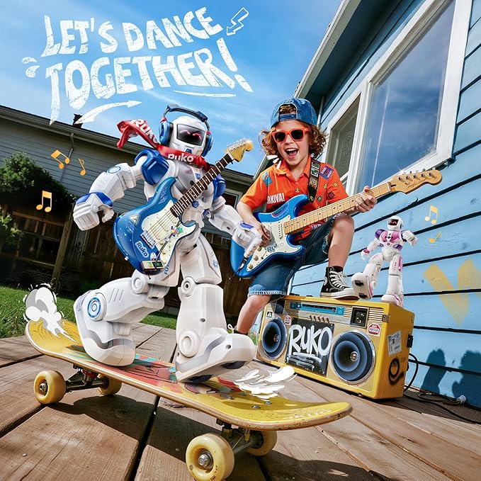 Ruko 6088 Programmable Robot, Gesture Sensing Intelligent Remote Control Robot for Kids 3-6 Years, Christmas Birthday Gift，Pink and Blue