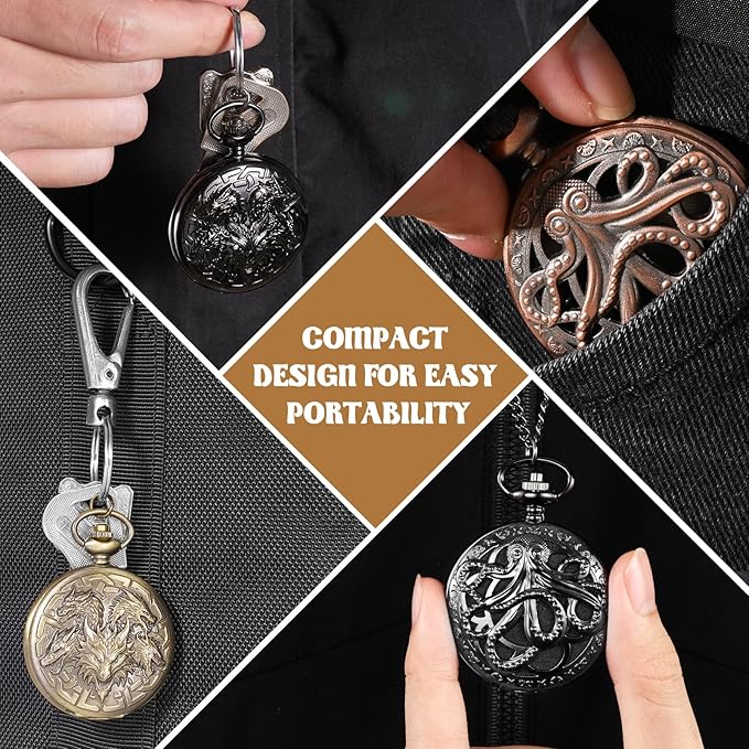 D&D Dice Set,7PCS Metal Dice for Dungeons and Dragons,Mini Dice Set with Pocket Watch Case,Role Playing Board Games Accessories (Octopus, Bronze)