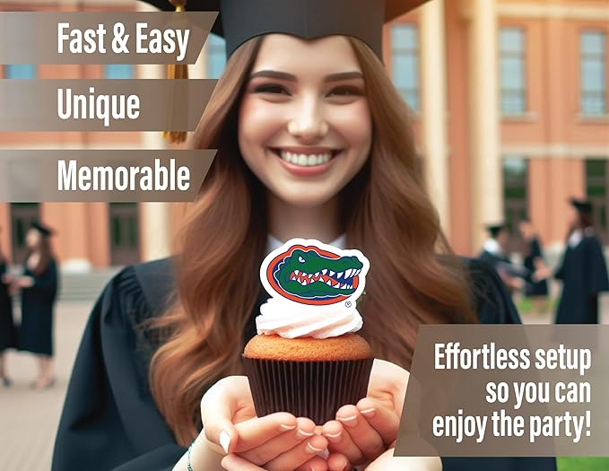 University of Florida Cupcake Topper Party Supplies for Football, Birthday, Graduation Party Decorations (24 Pieces) (Florida Gators)