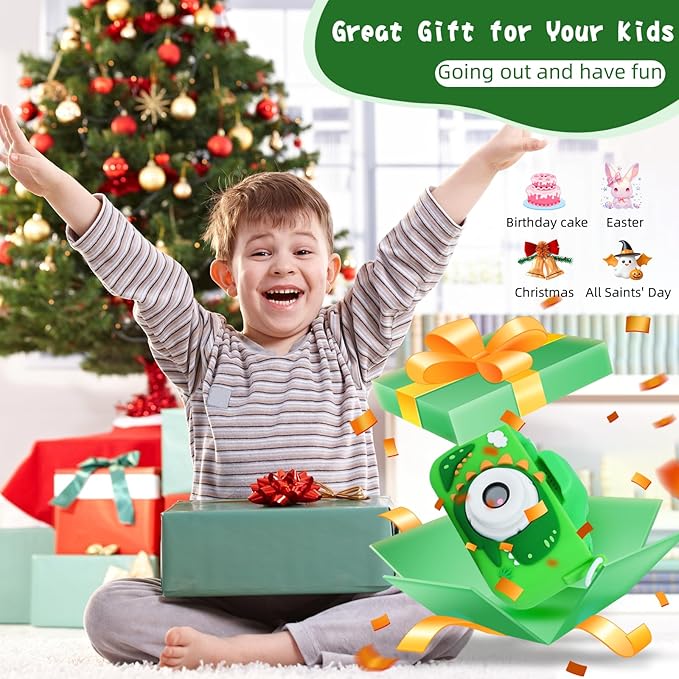 Upgrade Dinosaurs Digital Camera for Kids: Dual Lens Camera Toys for 3-12 Boys Girls - 1080P HD Selfie Digital Video Camera for Children - Christmas Birthday Gifts for 3 4 5 6 7 8 9 Year Old