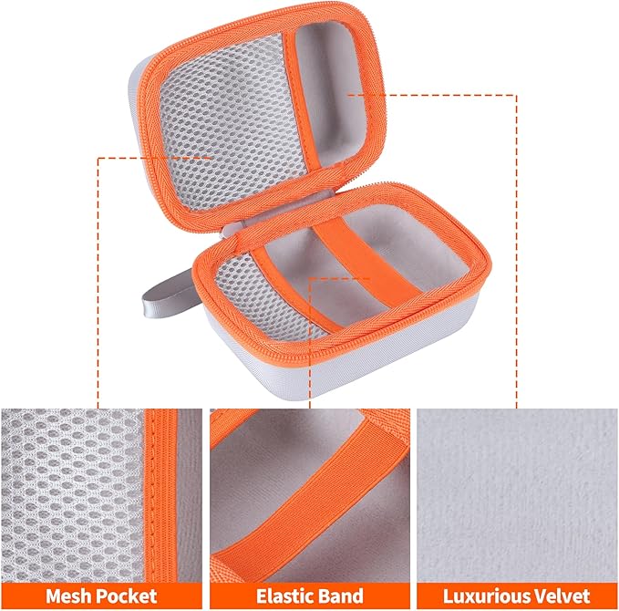 Storage Case Compatible with Yoto Mini Kids Audio Player Travel Device Plays Stories Music Podcast Radio Speaker (White + Orange Zipper)