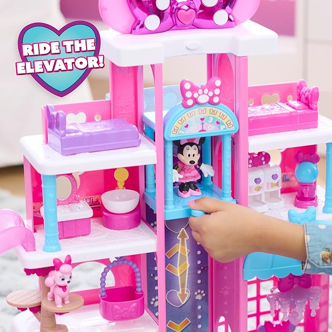 Disney Jr. Minnie Mouse Pet Hotel Playset, 23-piece Hotel Set, 20 Inch Tall Playset, Ages 3 and Up, Kids Toys for Ages 3 Up by Just Play