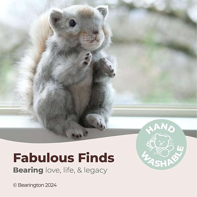 Bearington Peanut Squirrel Stuffed Animal Plush Toy - 8.5" Realistic Squirrel Plush with Soft Fur and Lifelike Details - Cuddly Squirrels Stuffed Animal Gift for Kids and Woodland Animal Lovers