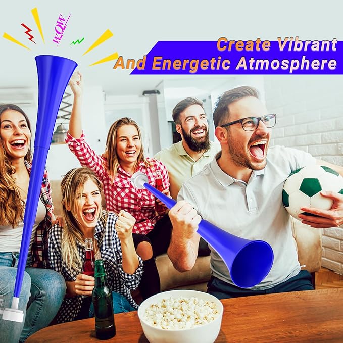 Collapsible Stadium Horn 24 Inch Vuvuzela Plastic Trumpet Horn Blow Horn Noisemakers Loud Sound Soccer Horn Cheer Horn for Sporting Events Graduation Games School Party Supplies Favors Accessories
