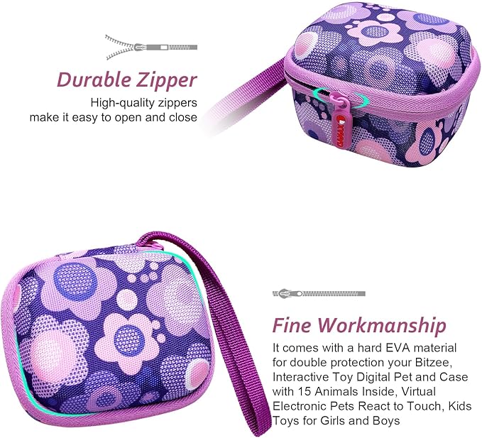 XANAD Carrying Case Compatible with Bitzee Interactive Toy Digital Pet, Protective Storage Holder for Bitzee Virtual Electronic Pets Accessories Purple