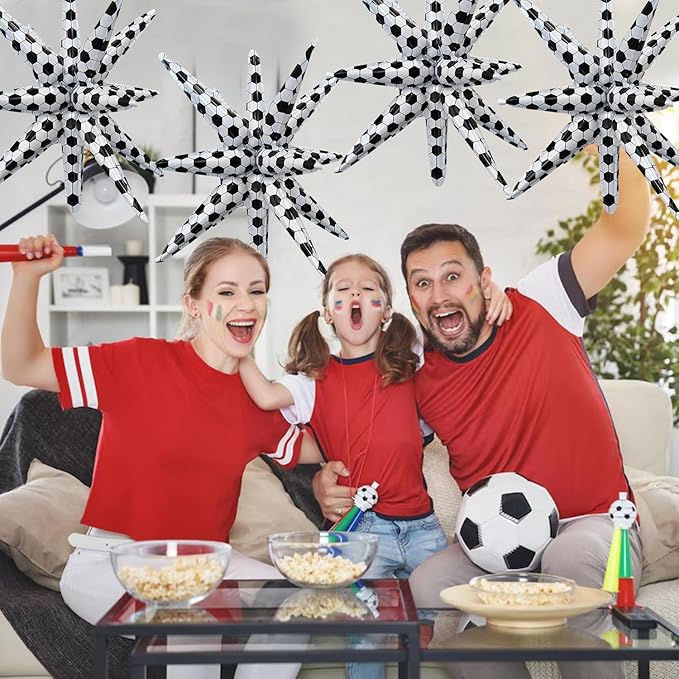 6 Pcs Silver Star Foil Balloons One-Piece 14-Pointed Star Balloon 4D Starburst Cone Mylar Balloon 22inch Christmas Birthday Wedding Wedding Anniversary Party Supplies (Soccer)