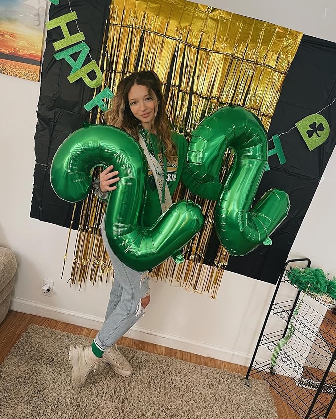 Green 4 Balloon, Number Balloons 40 Inch, 4th Green Party Decorations, Four Large Numbers for Party Decor, Number 4 Balloon, St. Patrick's Day Games Theme Birthday Decorations