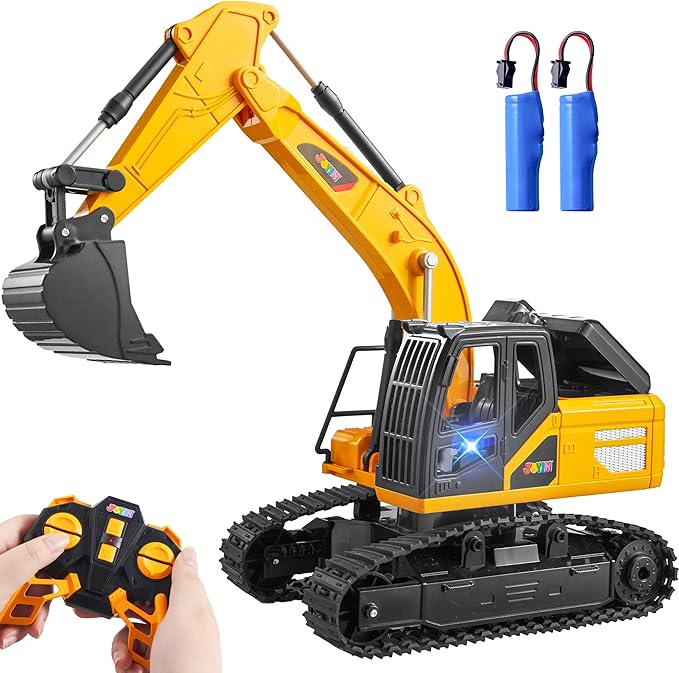 JOYIN Remote Control Excavator Toys for Boys, 2.4Ghz RC Play Excavator with Light, Construction Toys for Boys Birthday Gift 3-5 4-7 8-12 Year Old Kids, Easter Basket Stuffers