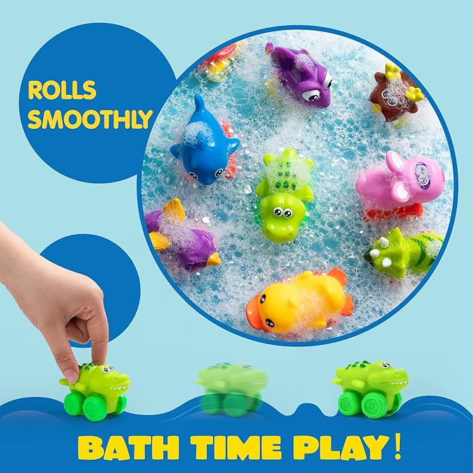 JOYIN Animal Cars, Soft Rubber Car Set Toy, Baby Mini Vehicles, Bath Toy Car for Boys and Girls, Summer Beach and Pool Activity Gift, Party Favors for Kids, Easter Basket