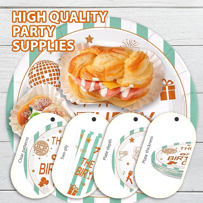The Life of A Birthday Girl Decorations in My Showgirl Era Plates and Napkins Showgirl Orange Glitter Tableware for Girls Birthday Retro Bachelorette Showgirl Themed Bday Party Supplies Serves 24