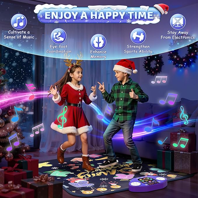 Dance Mat Toys for 3-12 Year Old Girls Boys, Kids Dance Mat with Light Up 8-Buttons & Wireless Bluetooth, Music Dance Toy with 5 Modes, Birthday Xmas Gifts for 3 4 5 6 7 8 9 10+ Year Old Girls Boys