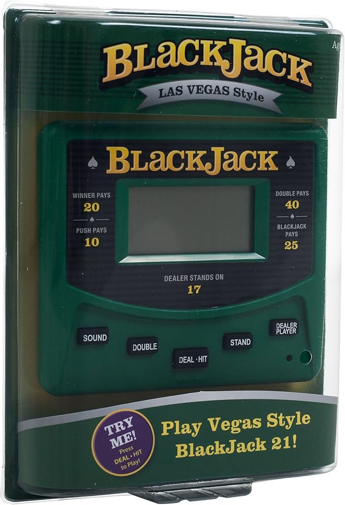 Las Vegas Style Electronic Handheld Blackjack Game - Includes Bonus Deck of Cards!