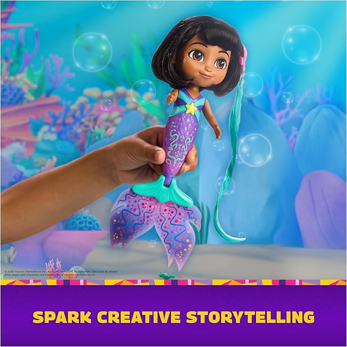 Dora, Mer-Mazing Adventure Dora, Color Changing Mermaid Doll with 2 Accessories, Kids Toys for Girls & Boys Ages 3 and Up