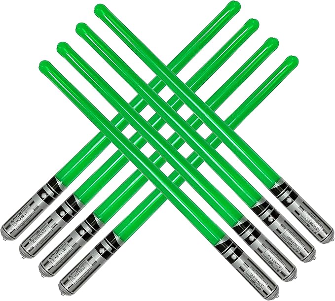 megasumer Pack of 8 Inflatable Light Saber Sword Toys - 8 Green Lightsabers - Pool, Beach, Party Favors, LARP, Halloween Costume, give Away, Christmas Stocking Stuffer