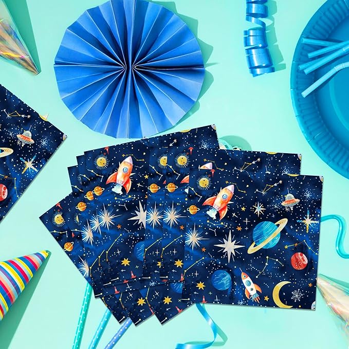 Outer Space Party Napkins, 40PCS Outer Space Napkins Disposable, Astronaut Partys Supplies Birthday Decorations, Rocket Ship Party Dinner Paper Napkins for Wedding, Theme Partys, Birthday, 6.5" x 6.5"