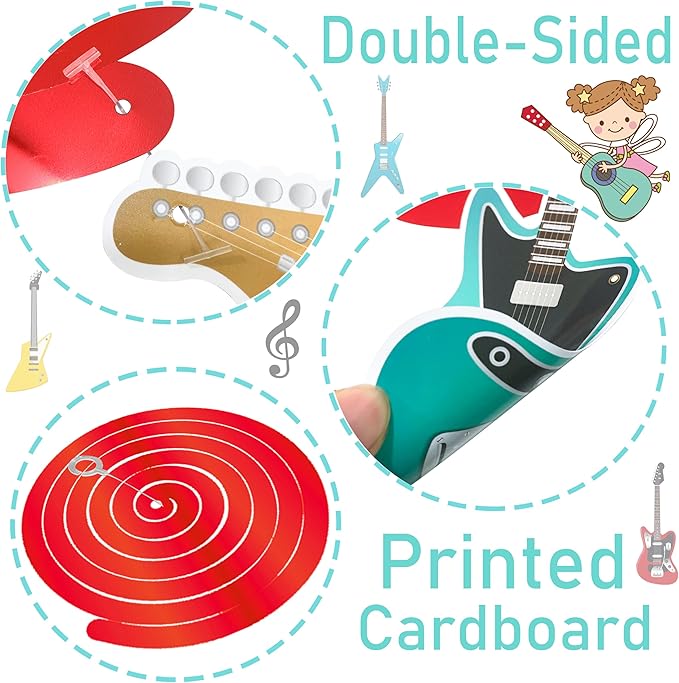 20PCS Guitar Party Hanging Swirls Decorations for Guitar Theme Birthday Party Hanging Booth Props Musical Instrument Hanging Swirls for Music Note Baby Shower Supplies