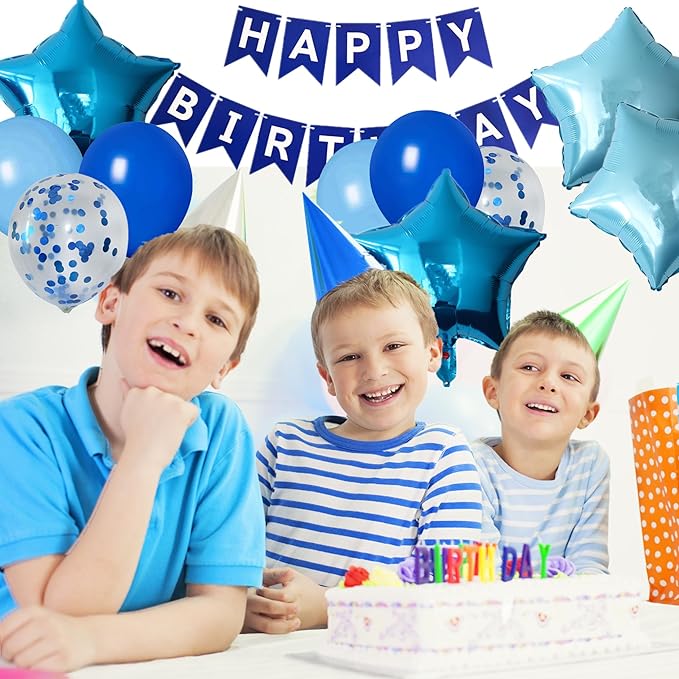 12th Birthday Decorations for Boys Blue 12th Happy Birthday Banner Party Supplies Number 12 Balloons Fringe Curtain 12 Years Old Bday Party Supplies Kit for Him Her Girls (Blue)