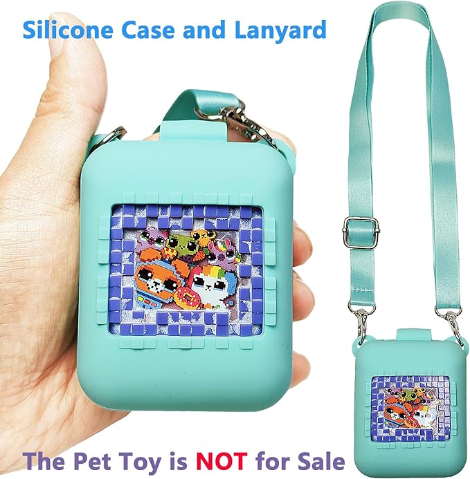 JCHPINE Hard Carrying Case and Silicone Cover for Bitzee Interactive Toy Digital Pet, Accessories Case for Bitzee Virtual Electronic Pets Original 15 Animals (Teal)