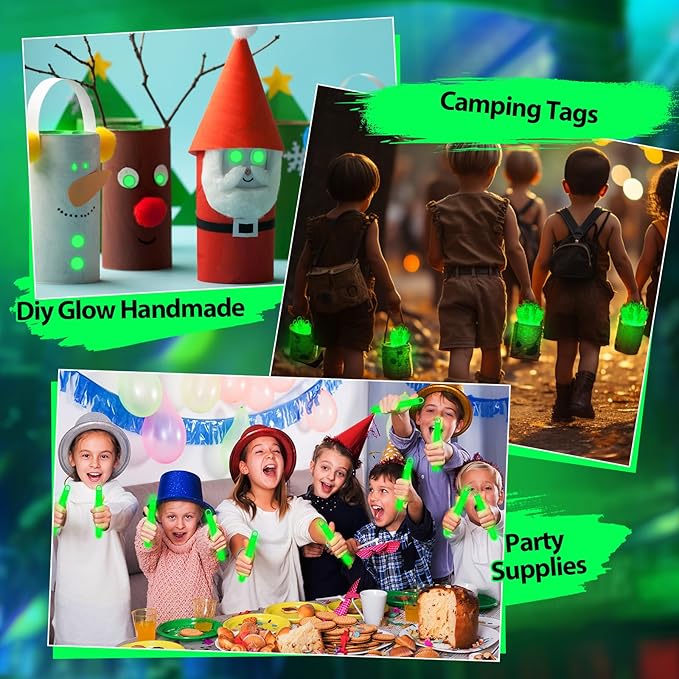 Lewtemi 50 Pack 4" Bright Bulk Glow Sticks in Green , Green Glow Sticks in Dark Party Supplies Birthday Holidays Camping