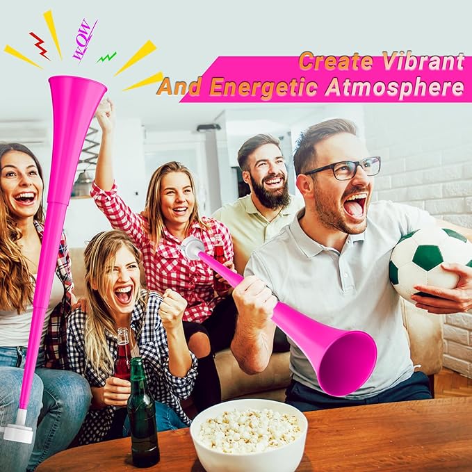 Collapsible Stadium Horn 24 Inch Vuvuzela Plastic Trumpet Blow Horns Noisemakers Loud Sound Soccer Cheer Horn for Sporting Events Graduation Games School Party Supplies Favors Accessories