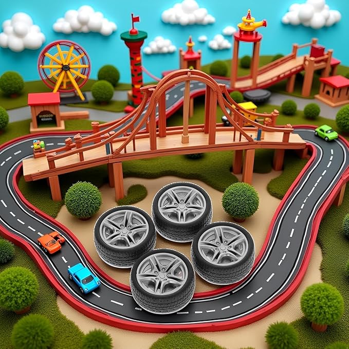 4 Pcs Toy Car Black Tires,48mm Simulation Rubber Wheel Tire Wheel Toy Model DIY RC Spare Parts Easy Installation Small in Size,Tire and Wheel Sets,Remote and App Controlled Vehicles and Parts