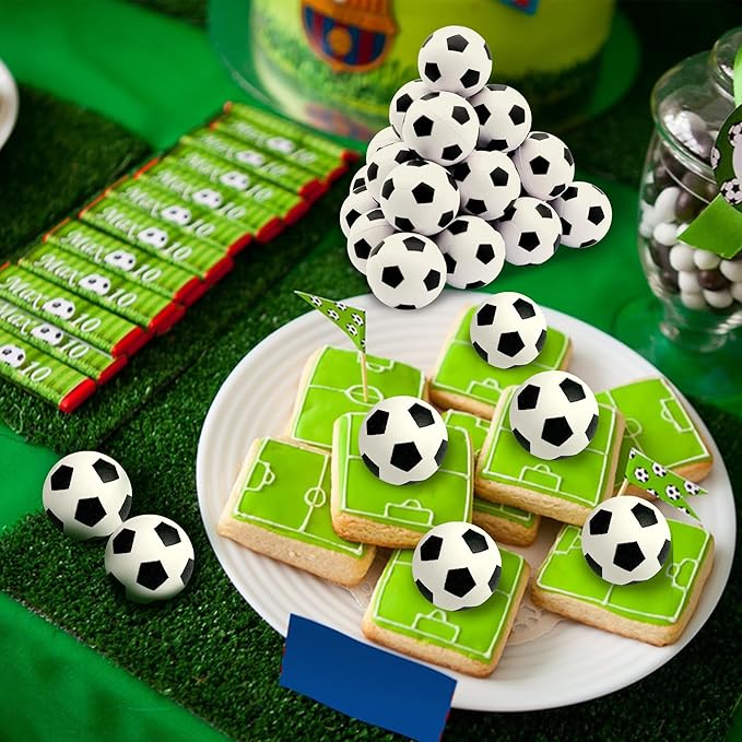 DRWATE 28pcs Soccer Ball Cake Topper Decorations Mini Soccer Ball Cup Cake Decorations For Soccer Party Birthday Party Football Sport Party Supplies (Style 01)