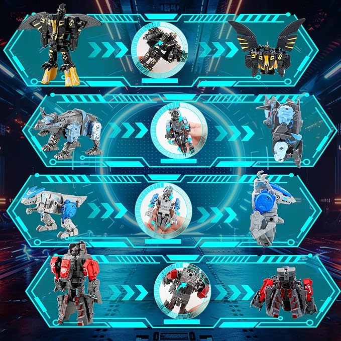 Dinosaur Transforming Robot Toys: 4-in-1 STEM Figure Robot Dinosaur Toys for Kids 3-8 Transform Toy Birthday Gifts for Boys Girls Age 8 9 10 Years Old