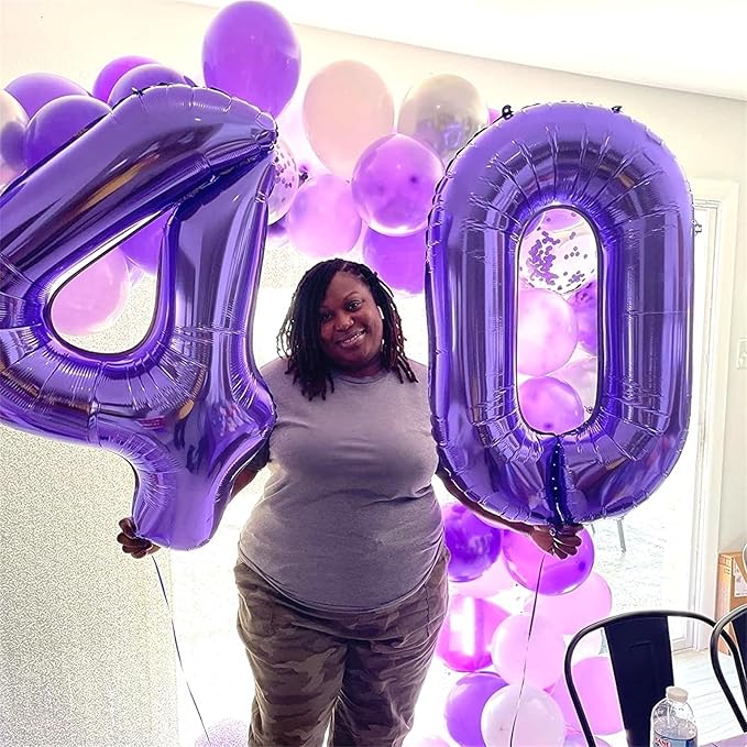 8th Birthday Number Balloons for Kids, Self Inflating 40 Inch Purple Foil 8 Balllon, Large Number 8 Balloons for Girls 8 Years Old Birthday Party Bridal Shower Anniversary Party Decorations Supplies