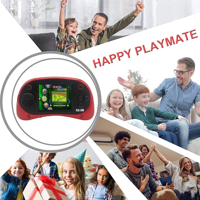 Kids Handheld Games 16 Bit Retro Video Games Console with 220 HD Electronic Games - 2.5'' LCD Portable Travel Games Entertainment Gifts for Boys Girls Ages 4-12 (Classic Red)