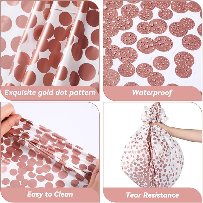 VitalCozy Round Dot Tablecloth 84 Inch Plastic Table Cover Polka Dot Confetti Tablecloths for Easter 2026 Graduation Prom Wedding Birthday Spring Party Supplies(White and Rose Gold,3 Pcs)