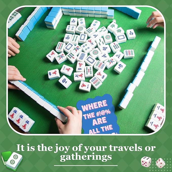 Soulchen 4 Pcs Mahjong Tile Mixer Shufflers for Mixing and Shuffling Tiles Plastic Mahjong Accessories Gifts for Lovers Games Decorative Printed Design (Pink & Blue Style)
