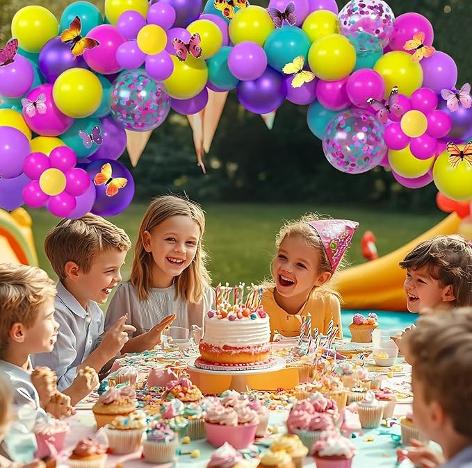Pink Blue Purple Balloons 60 Pcs 12 Inches Hot Pink Metallic Purple Yellow Confetti Balloons for Kid's Theme Birthday Decoration Baby Shower Girls Party Supplies