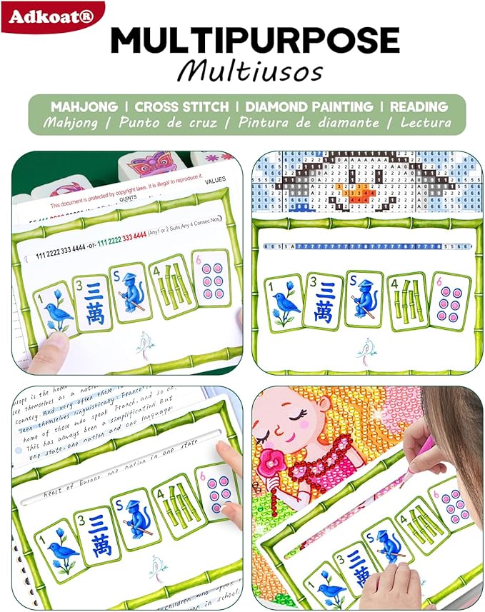 Adkoat® 4PCS Large Mahjong Line Finder - Mah Jongg Card Reader Guided Overlays Tracker - ADHD Dyslexia Aid Tool - Marker Reading Ruler - Warterproof & Portable Mah Jongg Accessories and Gifts