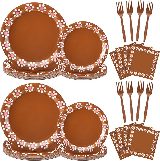 122 Pcs Cielito Lindo Party Decoration Platos De Barro Mexicanos Fiesta Talavera Paper Plates Mexican Napkins Forks Tableware Set for Baby Shower Birthday Weeding Supplies, Serve 24