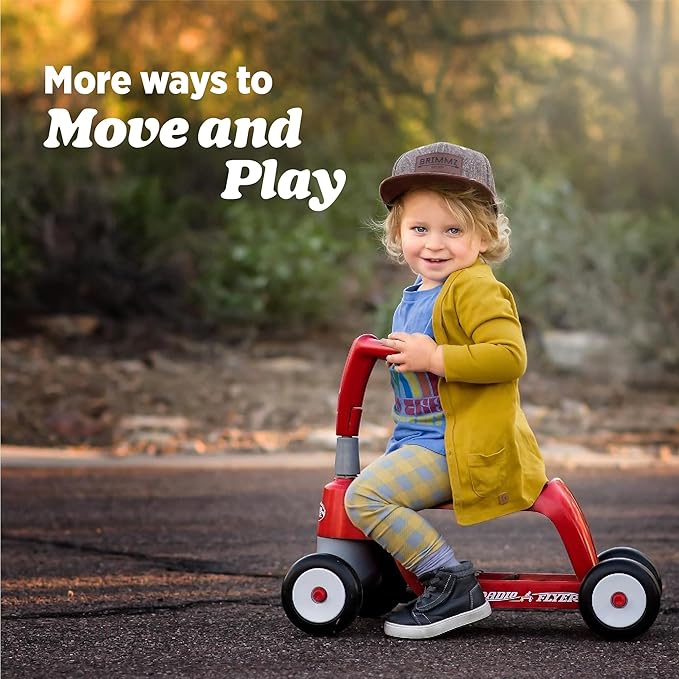 Radio Flyer Scoot 2 Scooter, Blue, for Kids Ages 1-4, Ride On Toy or 4-Wheel Kids Scooter, Durable Wheels and Frame, Converts Easily with Flip Deck, Toddler Ride On Toys (Amazon Exclusive)