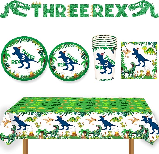 3pcs Dinosaur Party Tablecloth Dinosaur Birthday Table Cover T-Rex Dinosaur Party Supplies Decorations Dino 1st 2nd 3rd 10th Birthday Table Cloth for Boys-86.6 * 51.2in