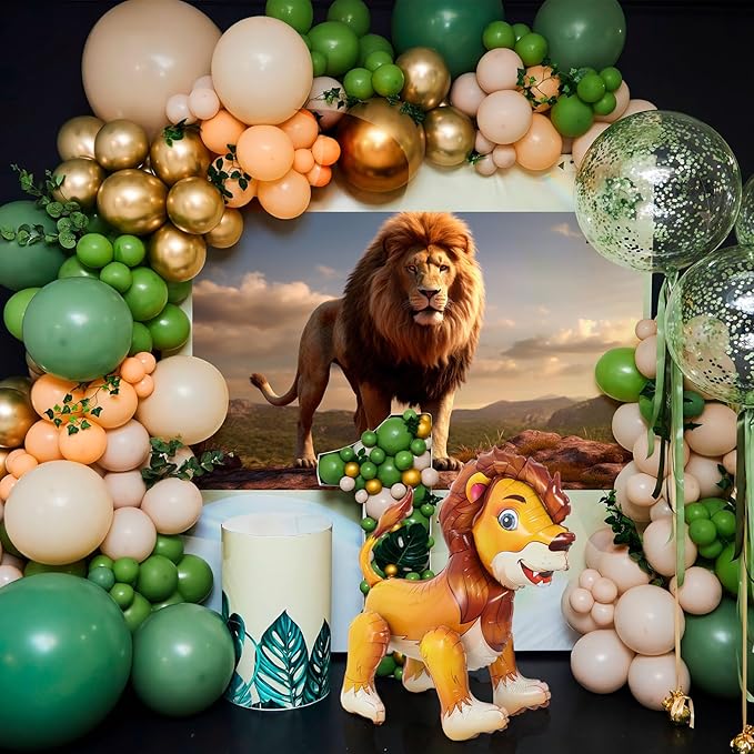 Standing Lion Balloon, 21''L x 24''H Large Jungle Safari Animals Foil Balloons, Walking Lion Balloons for Kids Wild Zoo Party Baby Shower Birthday Decor Supplies