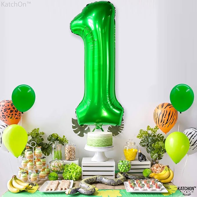 KatchOn, Green 1 Balloon Number for First Birthday - 40 Inch | Number One Balloons For Wild One Birthday | 1 Balloons for 1st Party Decorations | Green 1 Balloon For Happy Anniversary Decorations