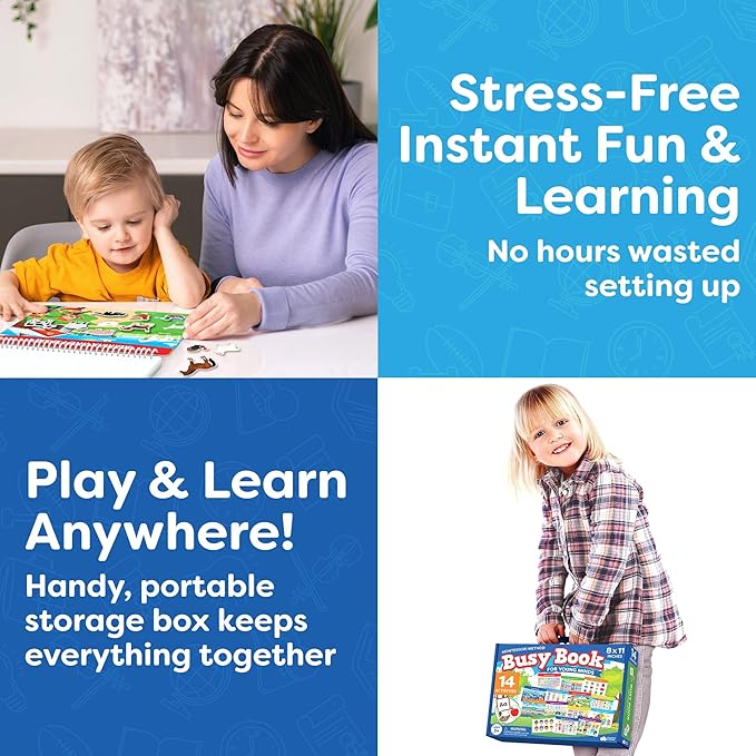 Montessori Preschool Busy Book for Toddlers Ages 3 and Up - Preassembled - Preschool Learning Activities Homeschool Montessori Toys - Gifts for 3 Year Old Boys Girl Birthday - Easter Gifts for Kids