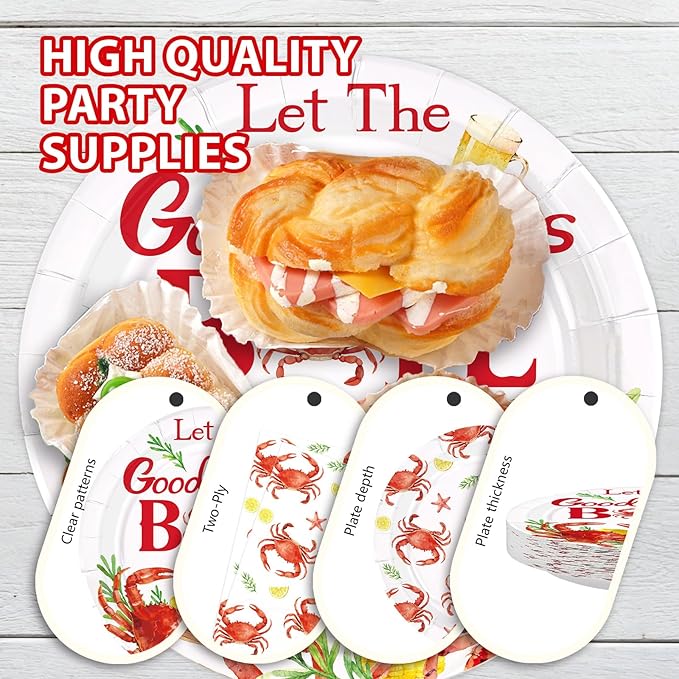 200Pcs Crab Party Decorations Crab Boil Plates and Napkins Red Crab Seafood Boil Disposable Tableware Sets for BBQ Picnic Cookout Gathering Carnival Birthday Party Supplies Serves 50