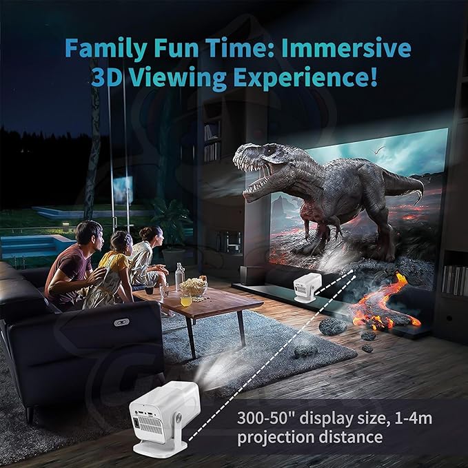 HCS350 Pro Projector and game,Retro 4K Smart Game Projector 1280*1080P Built-in 30000 Games,Portable video game with 2 Wireless Controllers,5G WiFi Bluetooth,HDMI,Android 12,home theater,office（White）