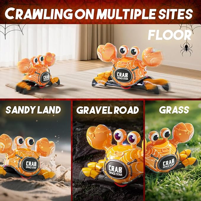 Remote Control Robot Crab Toy,Rechargeable With LED Lights And Music, Fast Crawling 360-Degree Stunt Rotation, 2.4GHz RC Robot Toys, 3 4 5 6 7 8 9 10 Birthday Gifts For Boys And Girls（Yellow)