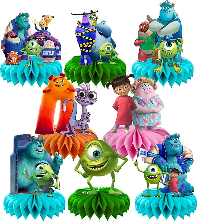 8Pcs Cartoon For Monster Honeycomb Table Centerpiece,Birthday Party Supplies Table Decorations for Party Decorations.