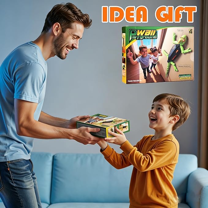 Wall Climbing Gecko, Remote Control Lizard Crawler with LED Lights for Kids, Crawling Electric Birthday Gifts for Boys & Girls